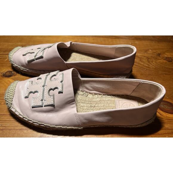Tory Burch Ines Espadrille Pink Leather Slip On Size 7.5 - Picture 2 of 11